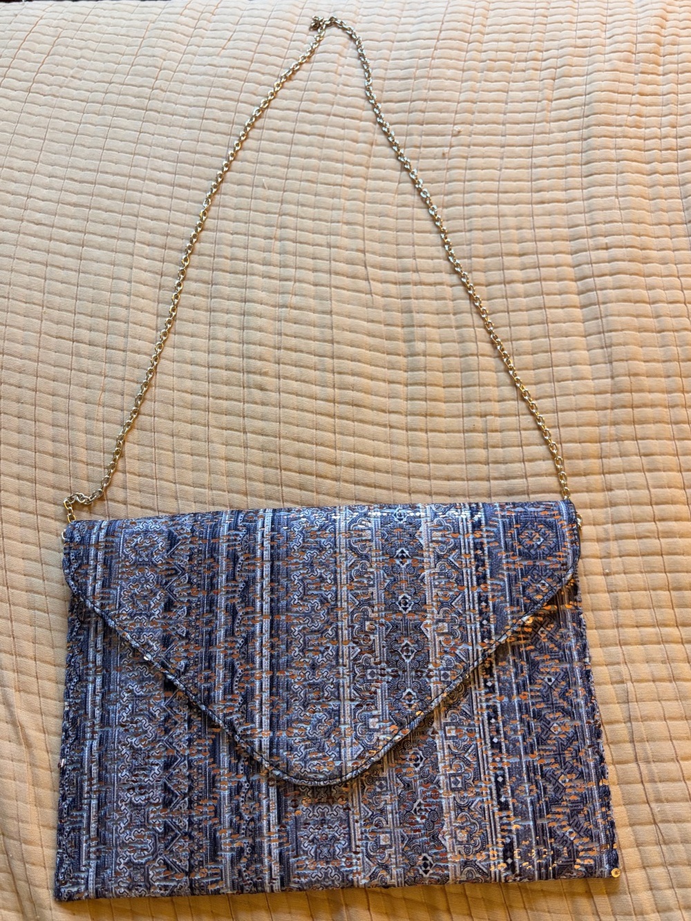 francesca's Sequin Patterned Envelope Clutch